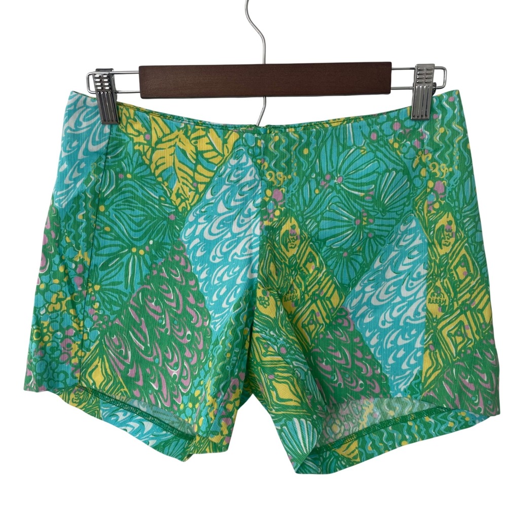 Lilly Pulitzer Deenie Shorts Sun Dance Multi Color Back Zip Women's 0  Tropical